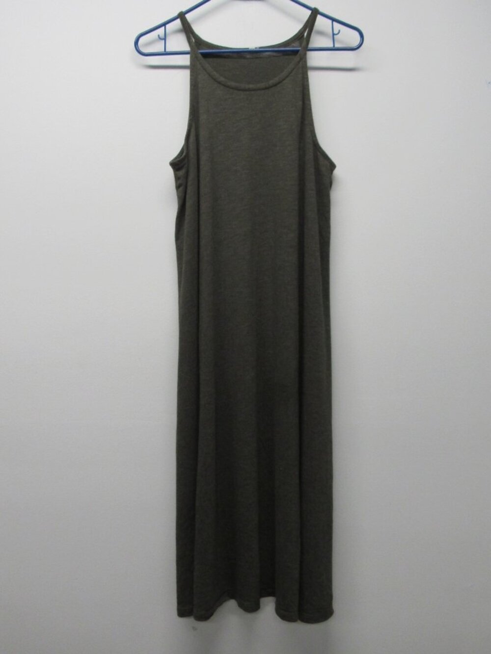 Madewell Dark Olive Green Midi Sun Dress Women's sz PL Petite Large #MA043